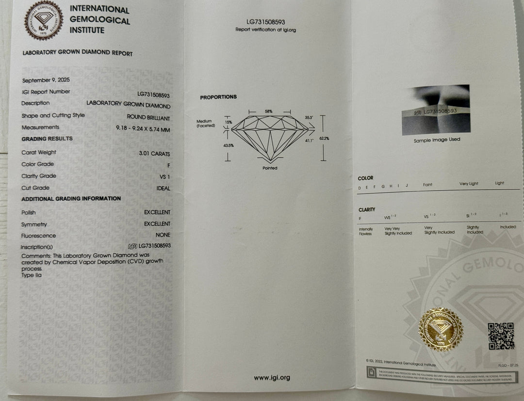 Certified 6 Carat 18K White Gold Lab Grown Diamond Stud Earrings