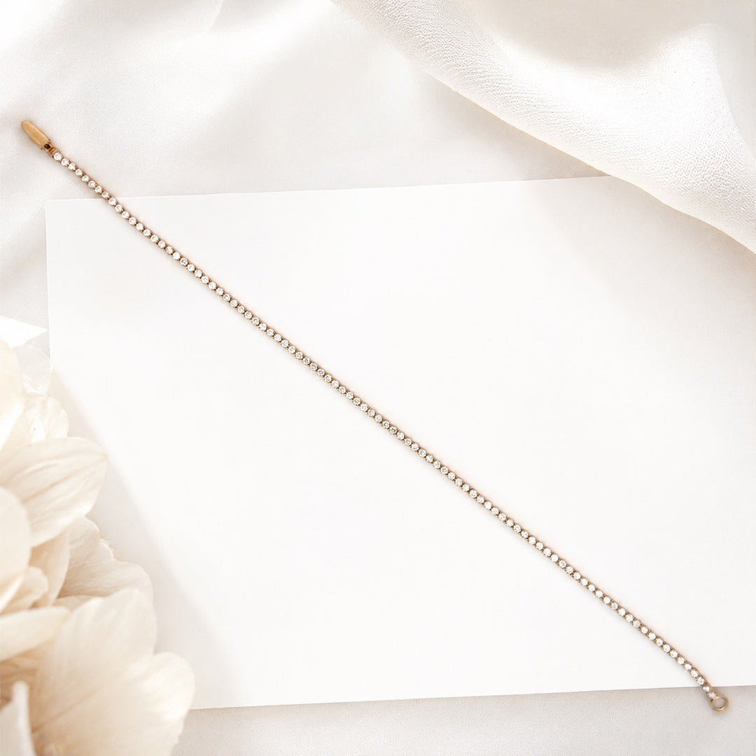 Dainty 1.50 Carat 14K White and Yellow Gold Lab Grown Tennis Bracelet
