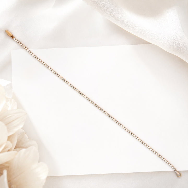 Dainty 1.50 Carat 14K White and Yellow Gold Lab Grown Tennis Bracelet