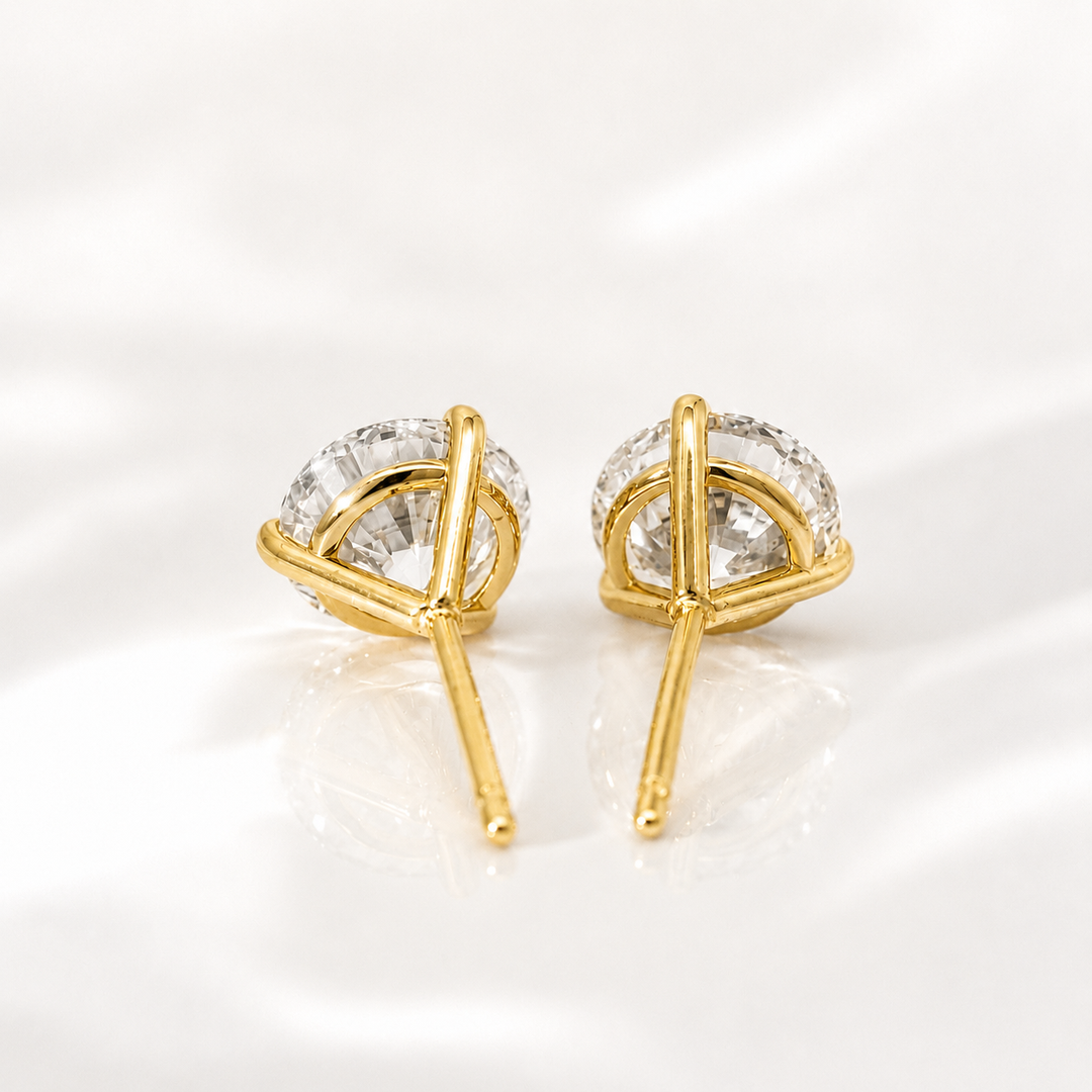 Certified 3 Carat 18K Yellow Gold Lab Grown Diamond Stud Earrings