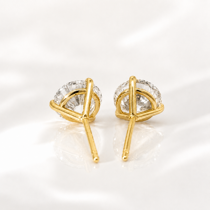 Certified 3 Carat 18K Yellow Gold Lab Grown Diamond Stud Earrings