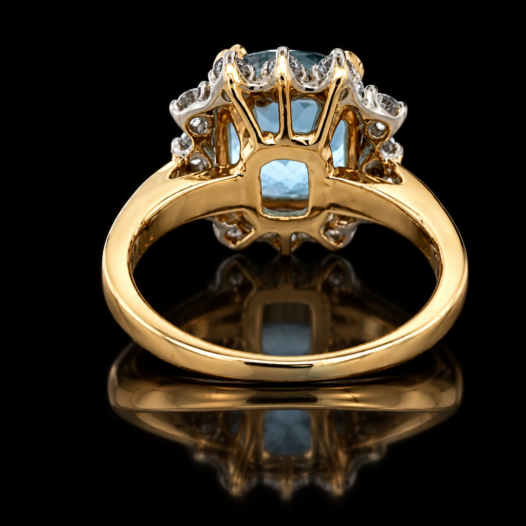 Estate 4.46ct. Aquamarine and Diamond 14KT Yellow/White Gold Ring