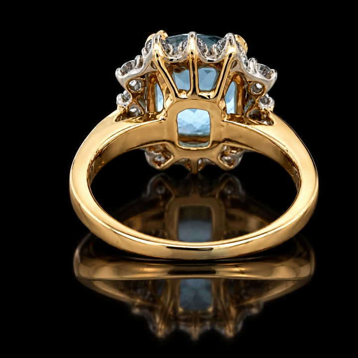 Estate 4.46ct. Aquamarine and Diamond 14KT Yellow/White Gold Ring
