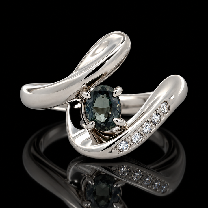 Estate Designer Belami Natural Color Change Brazilian Alexandrite & Diamond Platinum Ring (GIA Report)