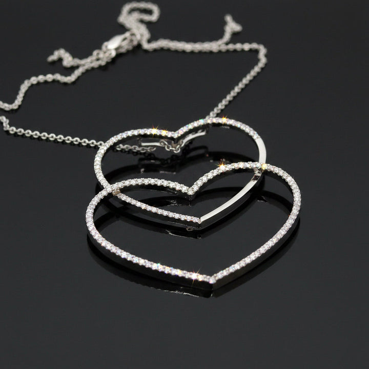 Contemporary 2.00cttw Diamond Double Heart 14/18K White Gold Necklace