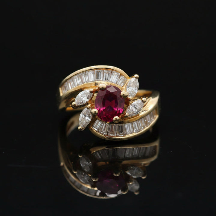 Vintage Ruby & Diamond 14K Yellow/White Gold Ring