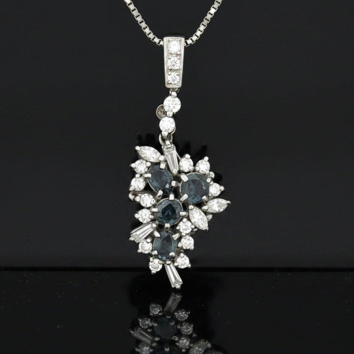 Estate Natural Color Change Alexandrite and Diamond Platinum Necklace