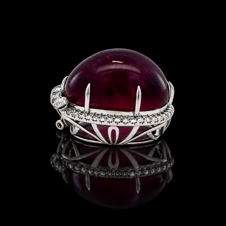"If These Jewels Could Talk " - Estate Panthere 130.75ct. Rubellite, Diamond & Ruby Platinum Pendant/Brooch