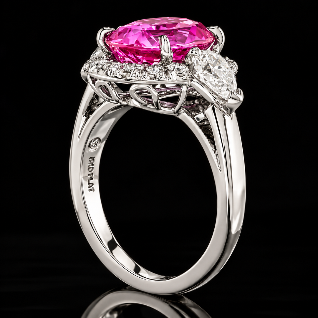 Estate Oscar Heyman 3.60ct Pink Sapphire & Diamond Platinum Ring