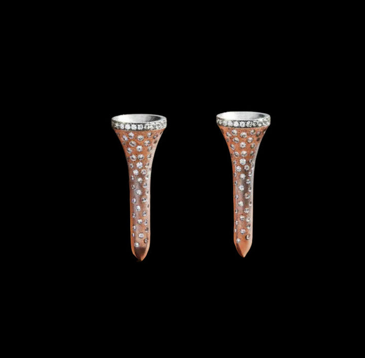 The Champion .58 cttw Diamond White Gold Golf Tee Earrings 15445