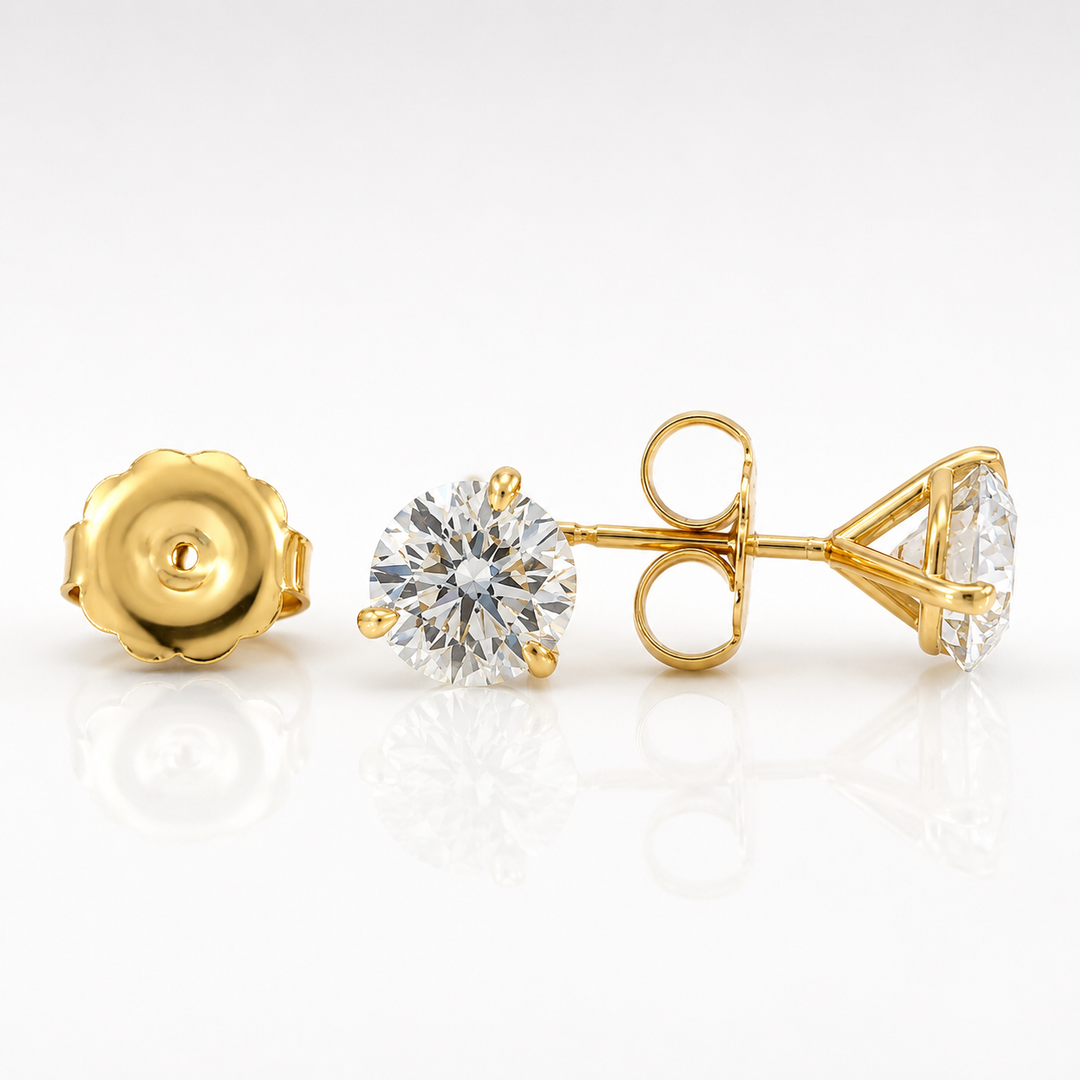Certified 4 Carat 18K Yellow Gold Lab Grown Diamond Stud Earrings