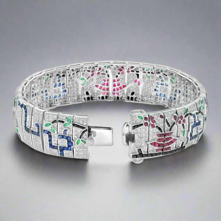 Diamond, Sapphire, Ruby and Emerald Art Deco Bracelet