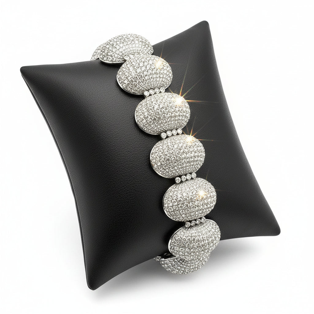 Bold 80cttw Diamond 18Kt White Gold Bracelet