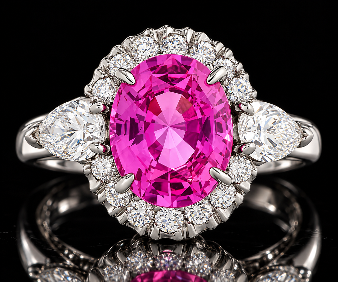 Estate Oscar Heyman 3.60ct Pink Sapphire & Diamond Platinum Ring