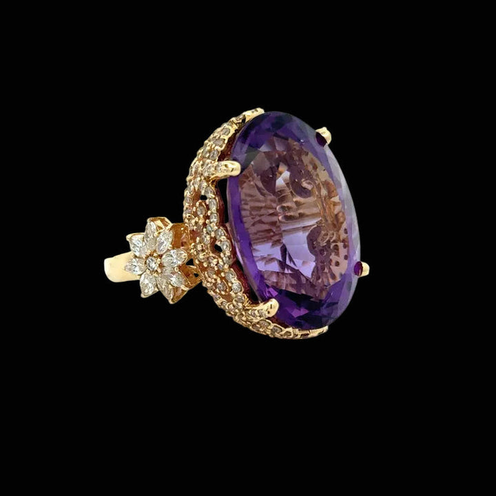 Vintage Diamond & Amethyst 14K Yellow Gold Ring