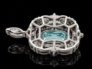 Designer M.C. Marchisio .80ct. Natural Paraiba Tourmaline & Diamond 18KT White Gold Pendant