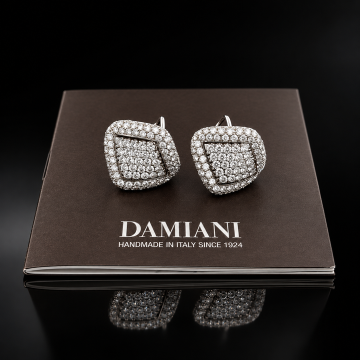 Estate Italy Casa Damiani 4.63cttw. Diamond 18KT White Gold Earrings