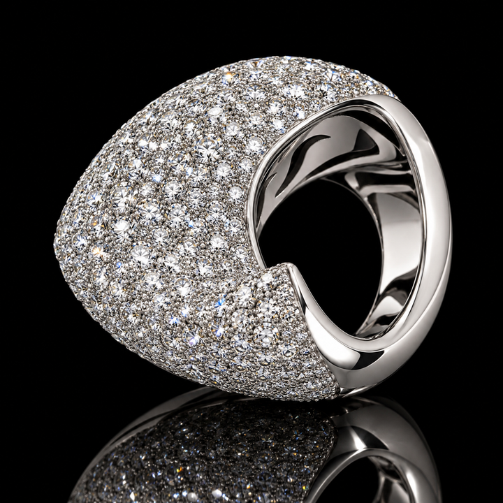 Estate Italian Del Duca 5.44 cttw Diamond 18K White Gold Ring