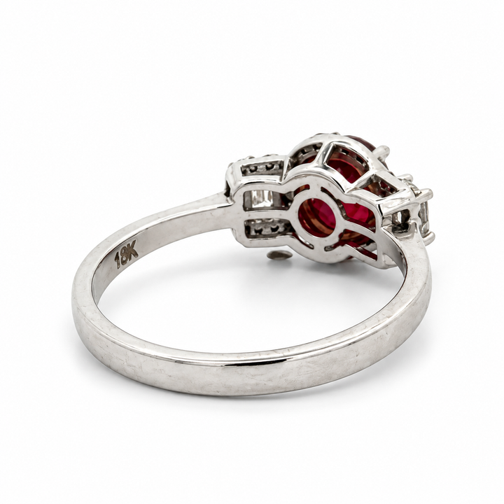 Estate 1.05ct. Ruby & Diamond 18KT White Gold Ring
