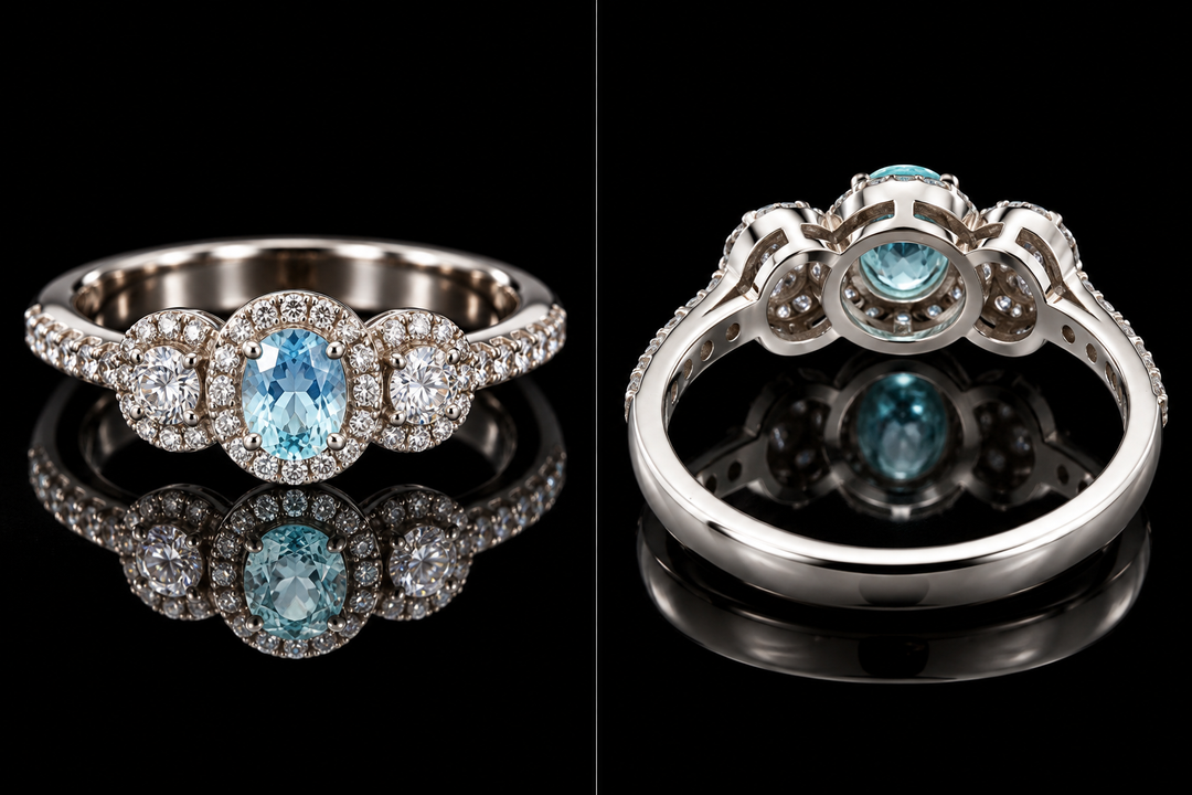 Designer M.C. Marchisio Natural Paraiba Tourmaline & Diamond 18KT White Gold Ring