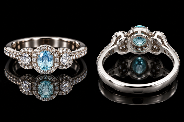 Designer M.C. Marchisio Natural Paraiba Tourmaline & Diamond 18KT White Gold Ring