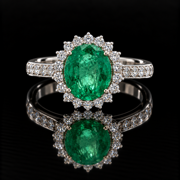 Estate 2ct. Emerald and Diamond 18KT White Gold Ring