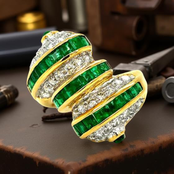Designer Prestige Emerald & Diamond Ring 13700