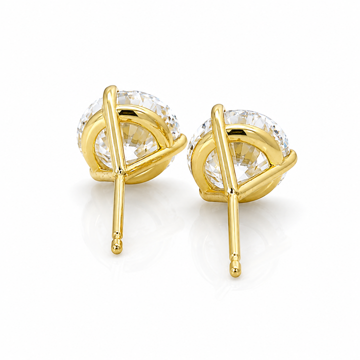 Certified 6 Carat 18K Yellow Gold Lab Grown Diamond Stud Earrings