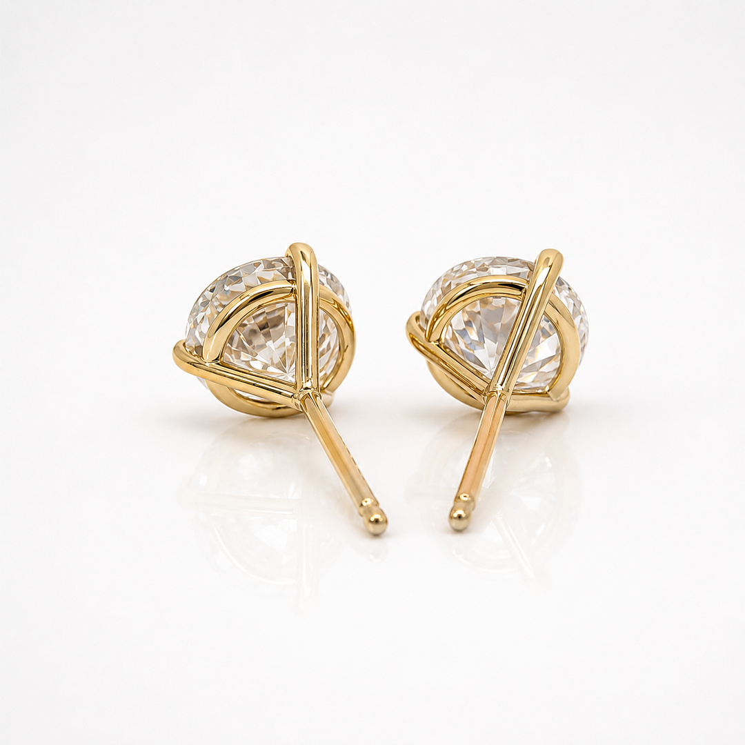 Certified 4 Carat 18K Yellow Gold Lab Grown Diamond Stud Earrings