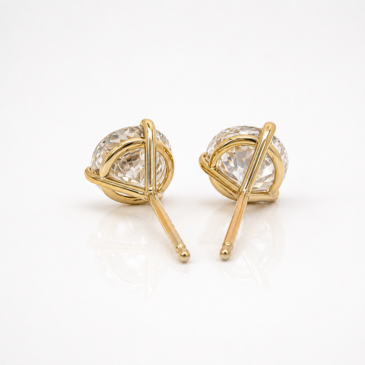 Certified 4 Carat 18K Yellow Gold Lab Grown Diamond Stud Earrings