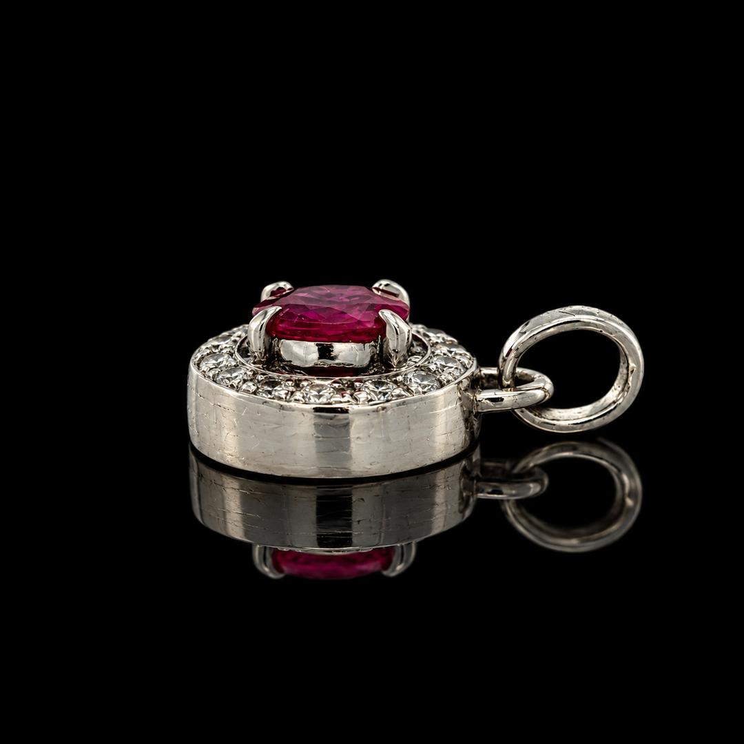 Estate .90ct. Ruby & Diamond Platinum Pendant