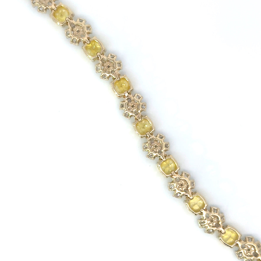 16.00 CTW Fancy Yellow & White Lab Grown Diamond Floral Bracelet