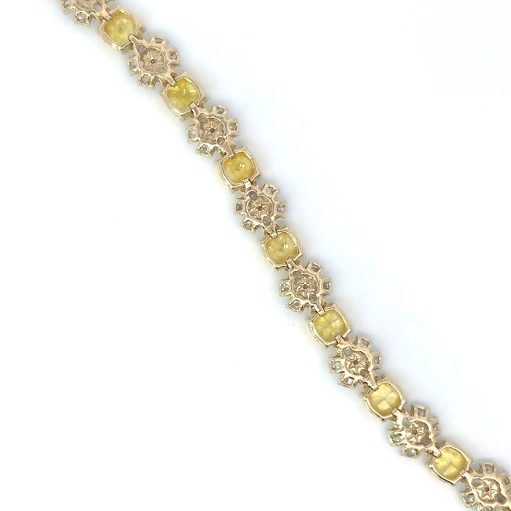 16.00 CTW Fancy Yellow & White Lab Grown Diamond Floral Bracelet