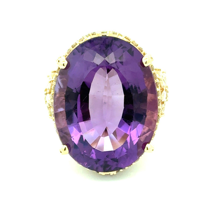 Vintage Diamond & Amethyst 14K Yellow Gold Ring