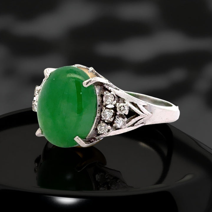Jade and Diamond Platinum Ring