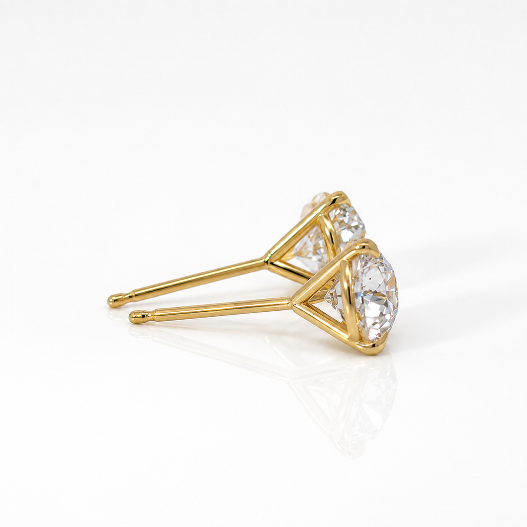 Certified 4 Carat 18K Yellow Gold Lab Grown Diamond Stud Earrings