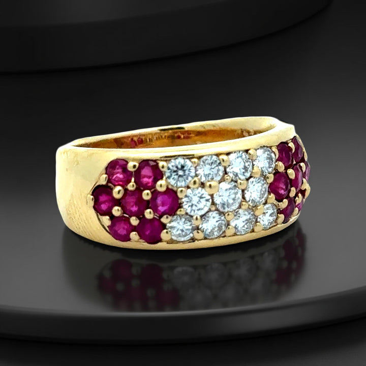 Diamond, Ruby and 18K Yellow Gold Ring