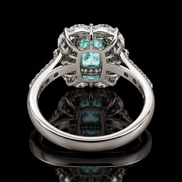 Designer M.C. Marchisio Paraiba & Diamond 18KT White Gold Ring