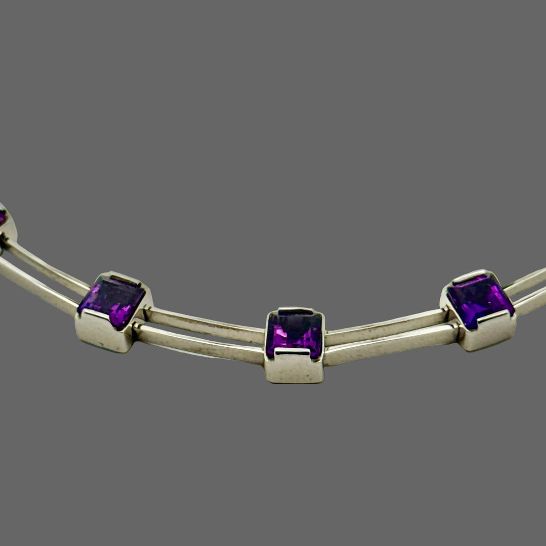 Italian Designer 20.00cttw Amethyst 18K White Gold Necklace
