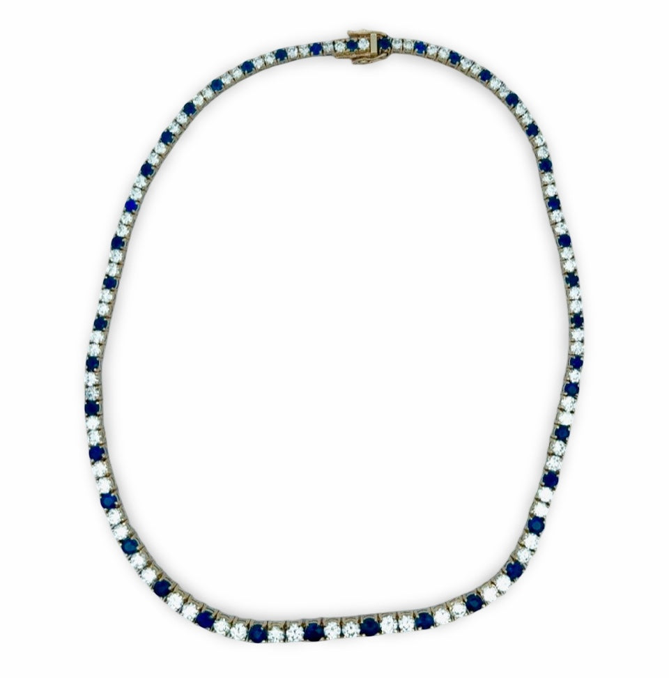 Diamond and Sapphire 18K Yellow Gold Neklace