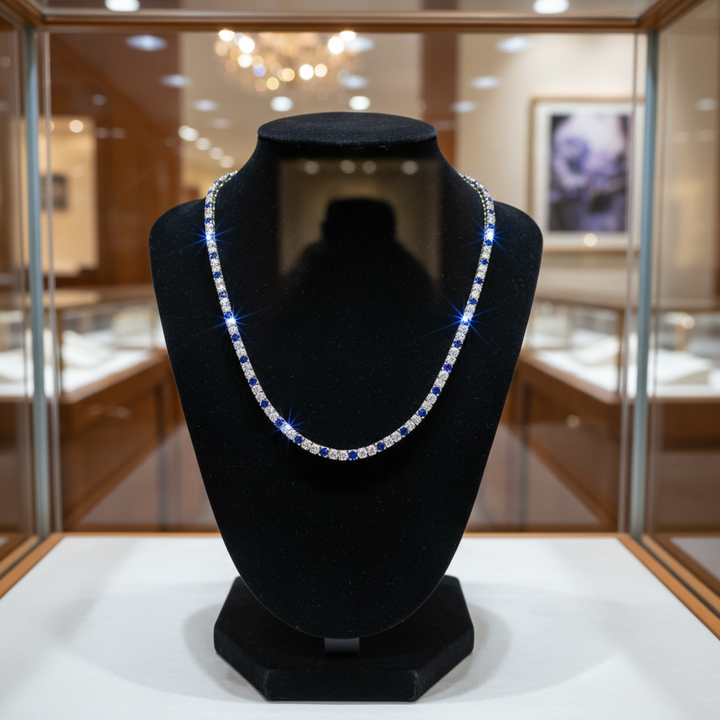 Diamond and Sapphire 18K Yellow Gold Neklace