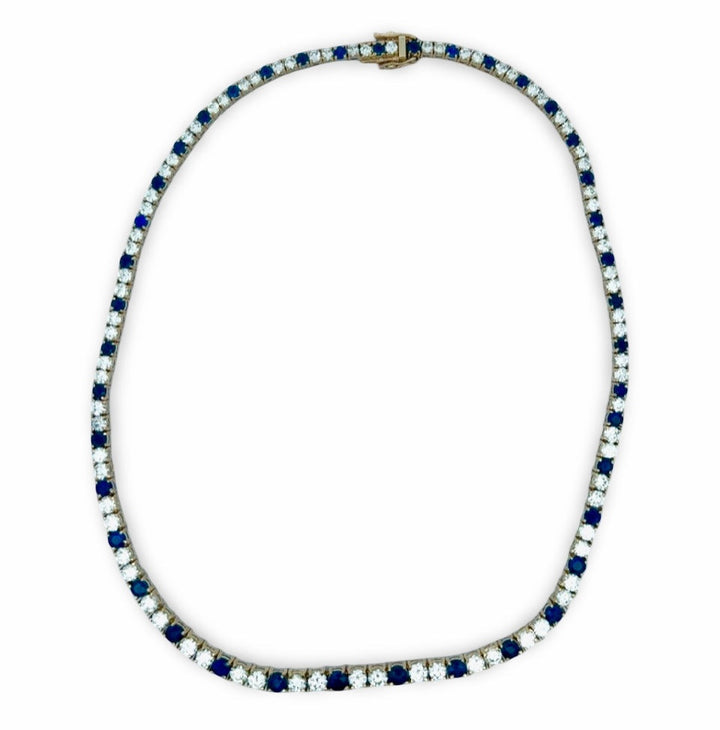 Diamond and Sapphire 18K Yellow Gold Neklace