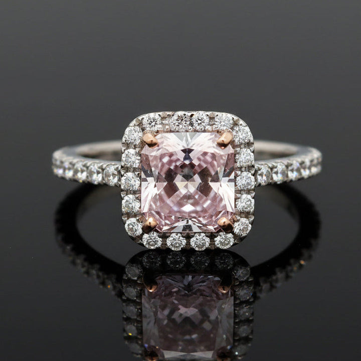 Estate Contemporary Natural Fancy Light Pinkish Purple 1.81ct Diamond Platinum & 18K Rose Gold Ring