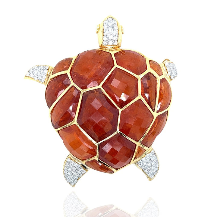 Kararis Tourmaline Diamond Turtle Pendant/Brooch