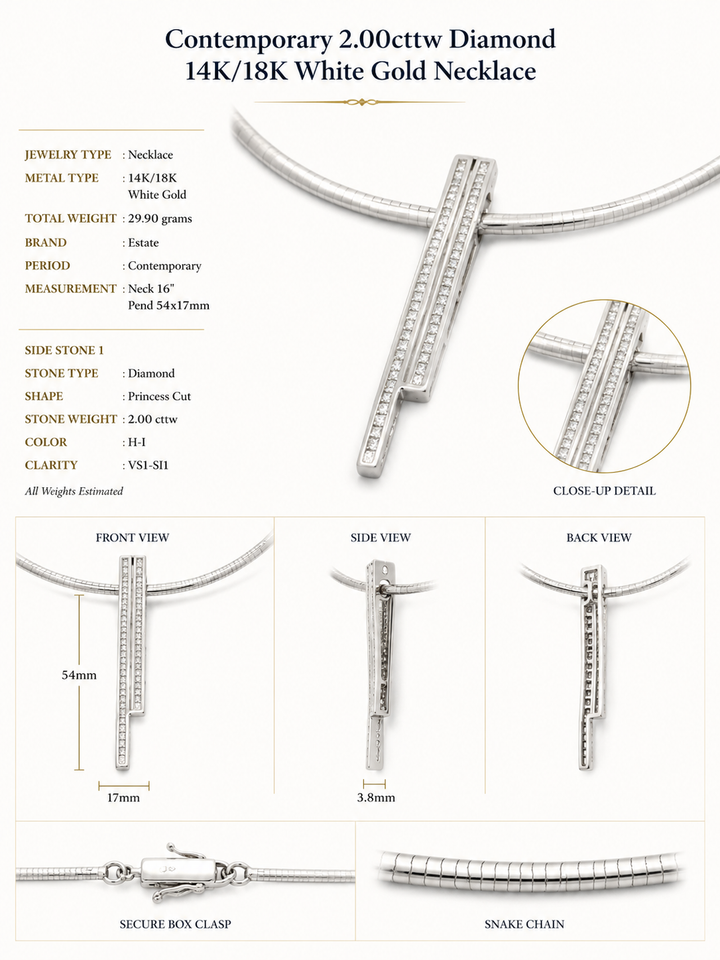 Contemporary 2.00cttw Diamond 14K/18K White Gold Necklace