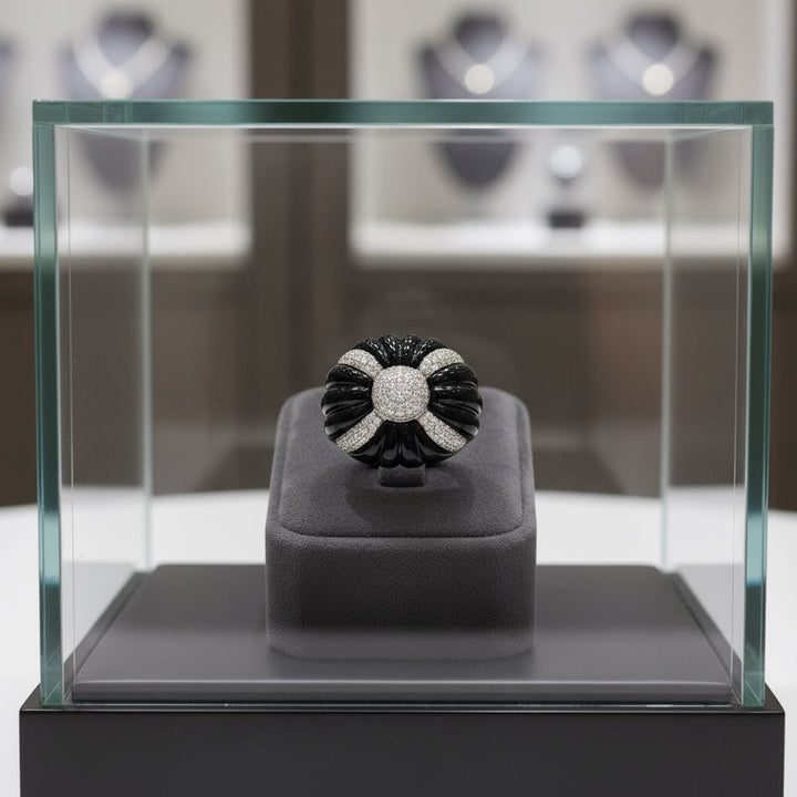 Effy Onyx & Diamond 14K White Gold Ring