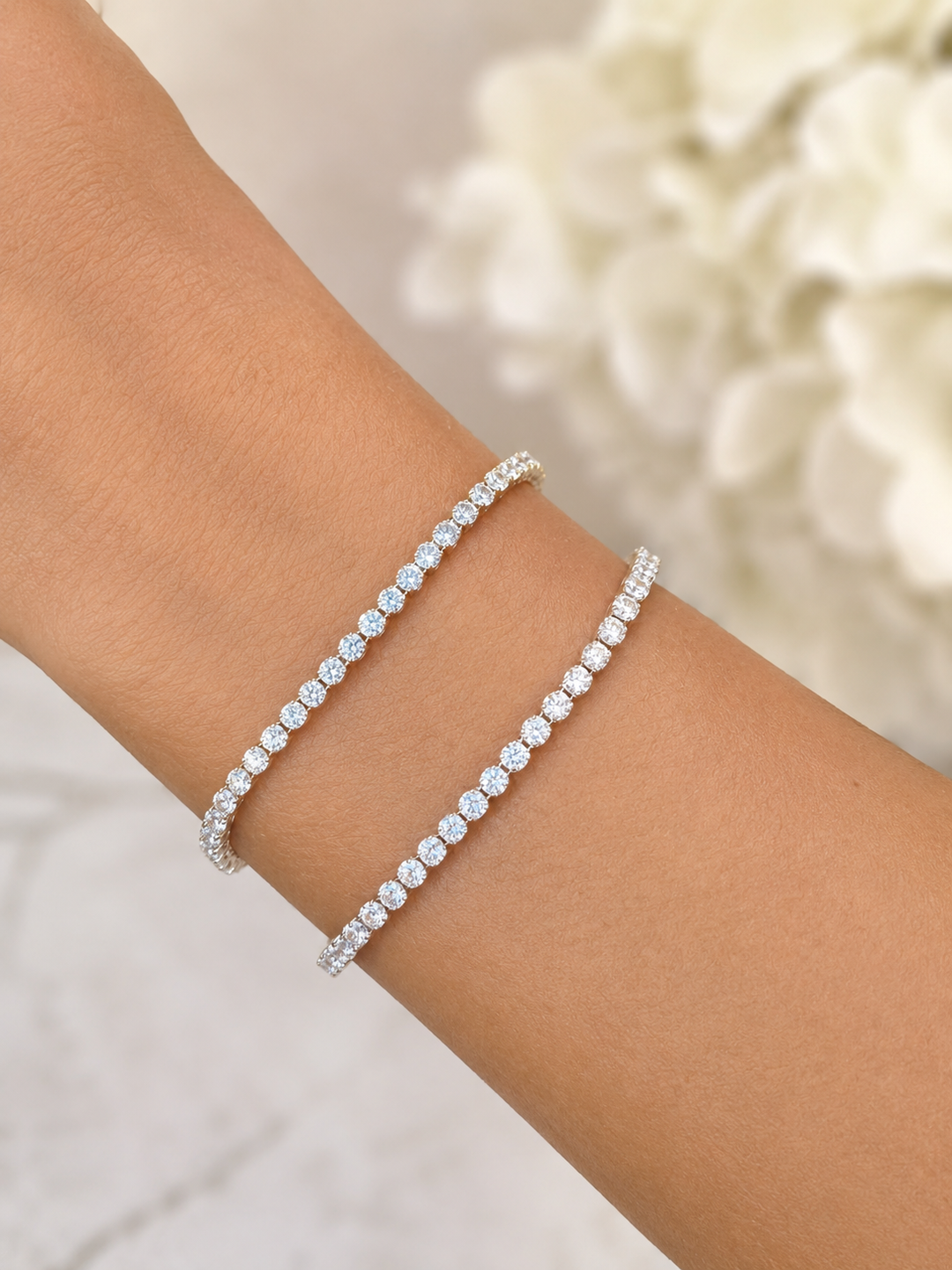 Dainty 3.00 Carat 14K White and Yellow Gold Lab Grown Tennis Bracelet