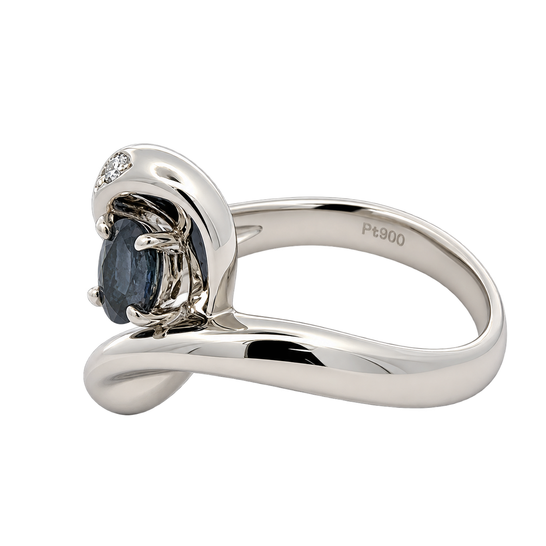Estate Designer Belami Natural Color Change Brazilian Alexandrite & Diamond Platinum Ring (GIA Report)