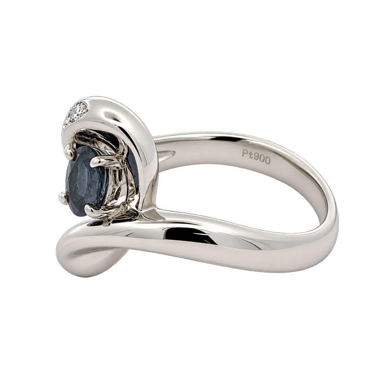Estate Designer Belami Natural Color Change Brazilian Alexandrite & Diamond Platinum Ring (GIA Report)