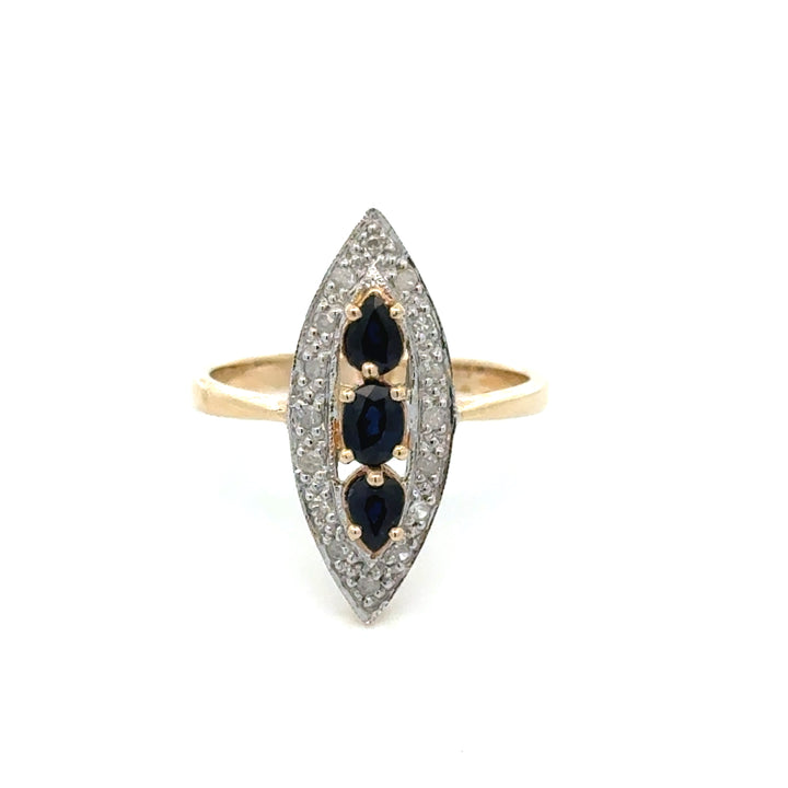Vintage Sapphire & Diamond 14K Yellow & White Gold Ring